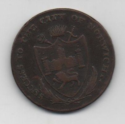 GRAN BRETAÑA DEL AÑO 1793 DE 1/2 PENNY NORFOLK-NORWICH (TOKENS)